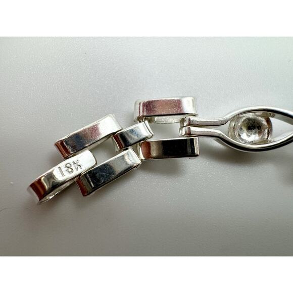 Designer Peruvian Sterling Silver 950 and 18K Gold Inlay Bracelet - 7.5” - Picture 6 of 7